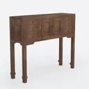 Solid Walnut Wood Traditional Console Table With Drawers Cabinets 3D Model Right 45 Degree View