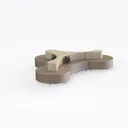 Modern Minimalist Fabric Curved Sectional Sofa 3D Model Right 45 Degree View