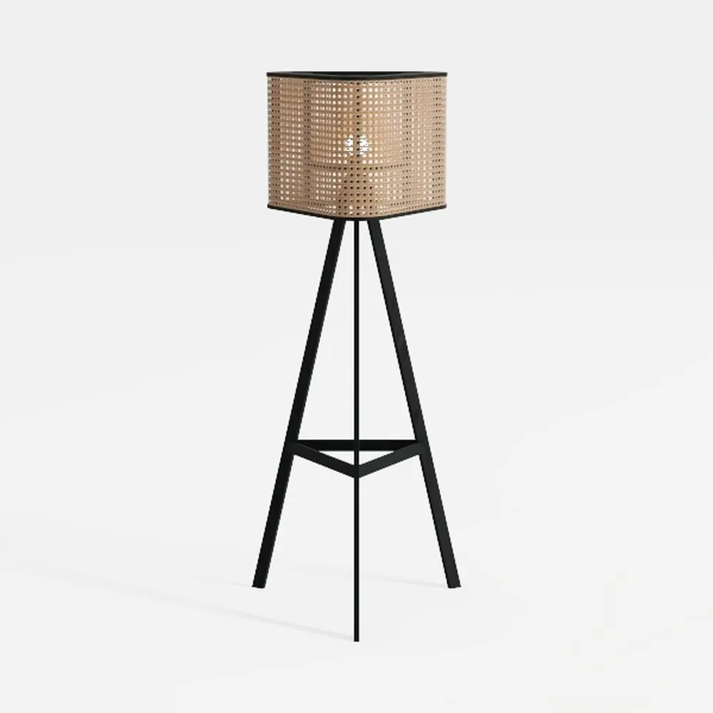 Boho Tripod Floor Lamps for Living Room, Rattan