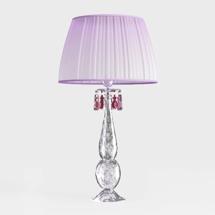 Contemporary Clear Glass Fabric Shade Table Lamp 3D Model