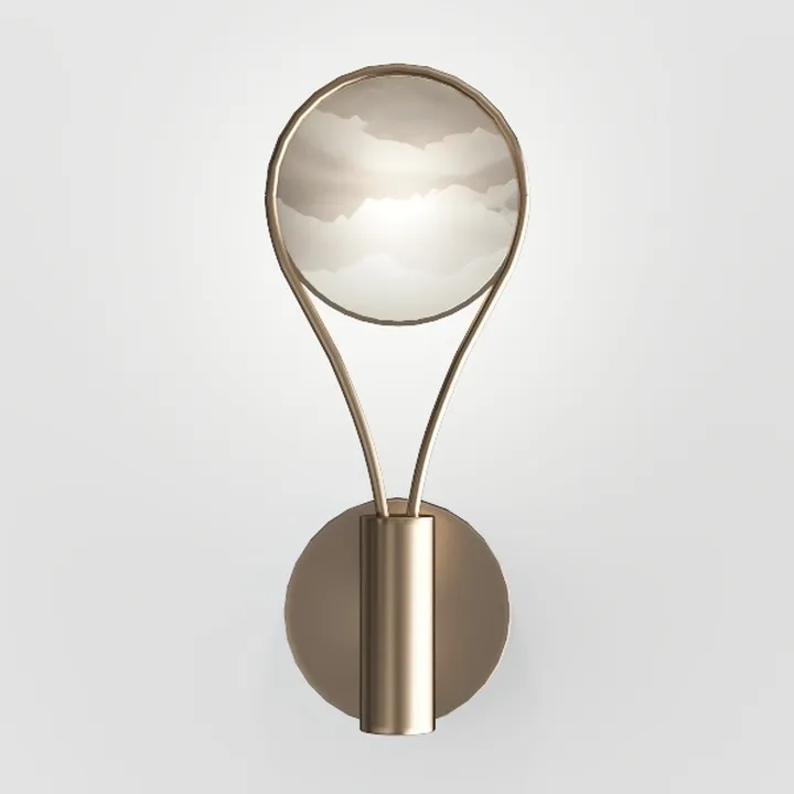 Modern Brass Glass Wall Lamp 3D Model