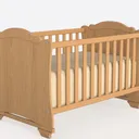 Minimalist Solid Wood Baby Crib 3D Model Left 45 Degree View