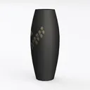Minimalist Black Ceramic Decorative Vase with Leaf Motif 3D Model Left 45 Degree View