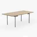 47" White Frame Desk, Natural Laptop Table Compute Right 45 Degree View