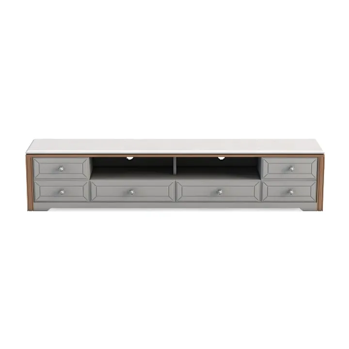 Modern Two Tone Gray Walnut TV Stand With Drawers Storage 3D Model