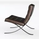 Modern Contemporary Leather Metal Frame Tufted Lounge Chair 3D Model Left 45 Degree View