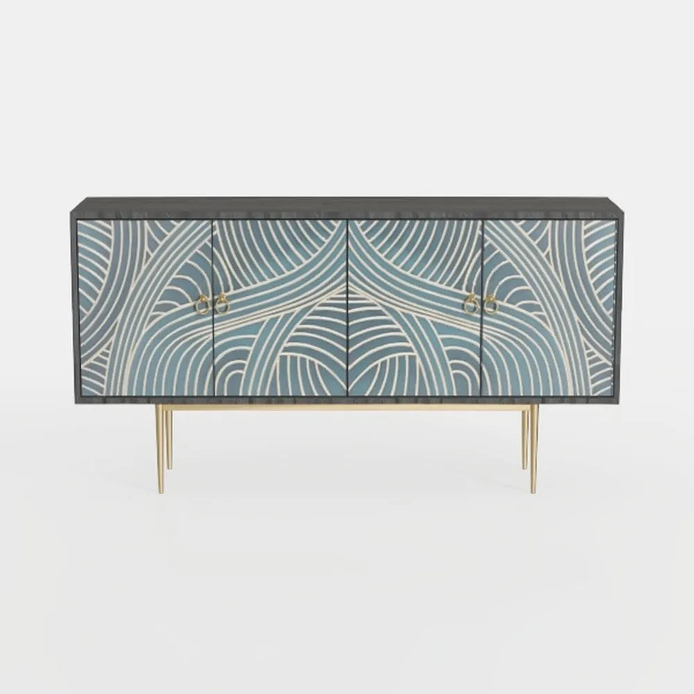 Vintage Sideboard Buffet Table Accent Credenza