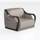 Modern Leather and Wood Accent Armchair 3D Model Right 45 Degree View
