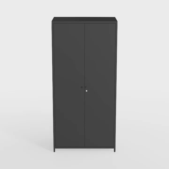 Minimalist Modern Black Metal Double Door Wardrobe 3D Model