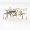 5-Piece Linen White Finish Solid Wood Top-Rectangu Left 45 Degree View