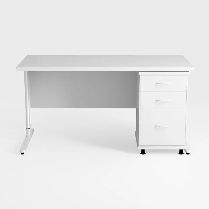 White Desk with Storage Drawers, Small Desk with