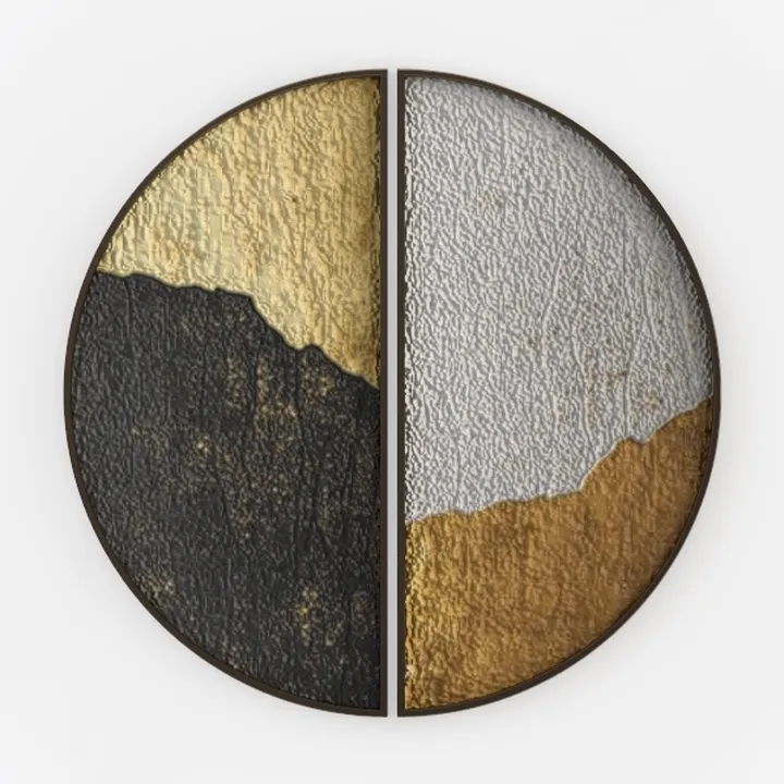 Modern Minimalist Round Metal Textured Wall Art Decor 3D Model