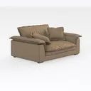 Minimalist Beige Fabric Loveseat Sofa with Throw Pillows 3D Model Right 45 Degree View