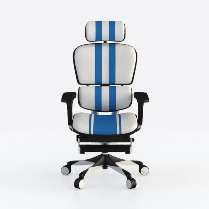 Modern Blue White Fabric Ergonomic Office Gaming Chair 3D Model