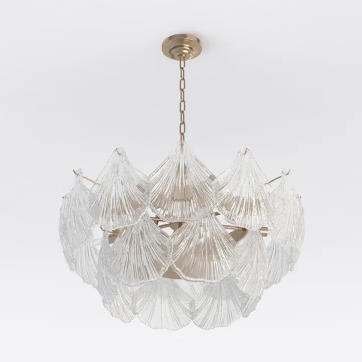 Modern Glass Brass Shell Chandelier 3D Model