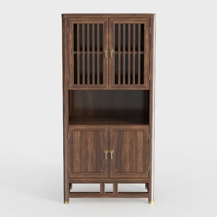Traditional Solid Wood Display Cabinet With Brass Hardware 3D Model