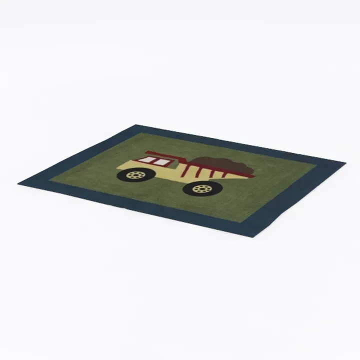 Kids Cartoon Truck Pattern Wool Area Rug 3D Model