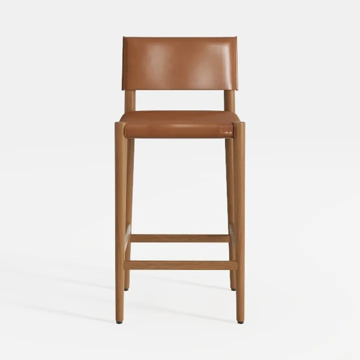 Modern Leather Solid Wood Bar Stool 3D Model