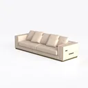 Modern Minimalist Beige Fabric Extra Large Sofa 3D Model Left 45 Degree View