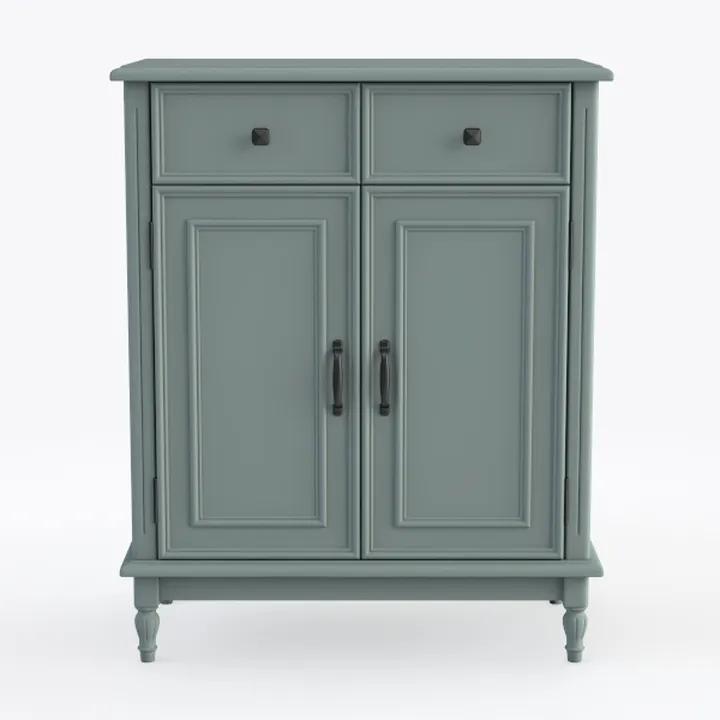 Vintage Painted Solid Wood Double Door Drawer Cabinet 3D Model
