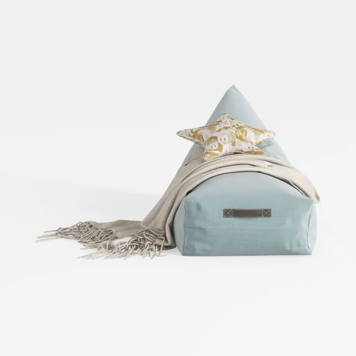 Minimalist Light Blue Fabric Bean Bag Lounge Chair 3D Model