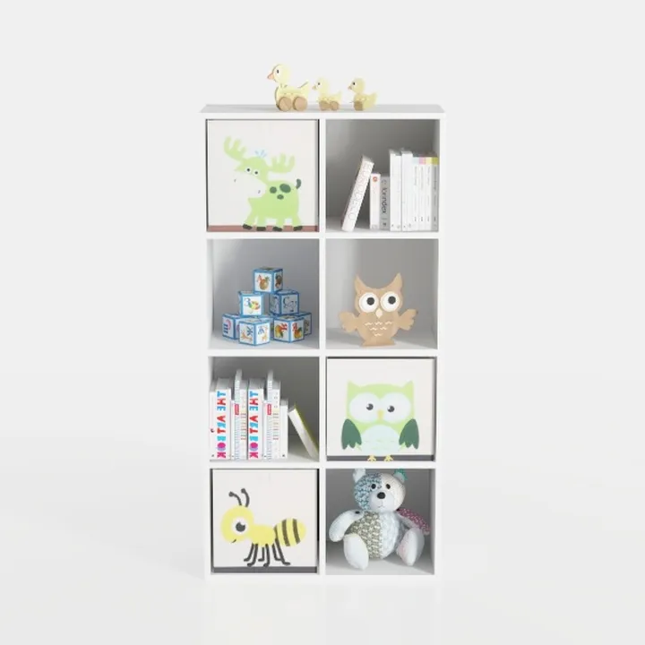 Modern White Solid Wood Kids Cube Bookshelf Storage 3D Model