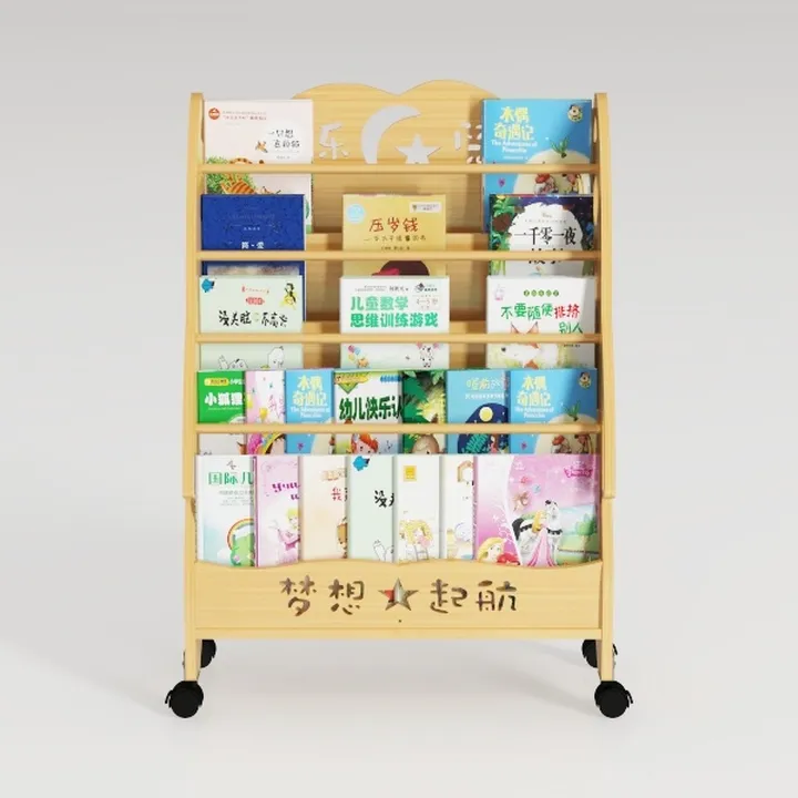 Kids Bookshelf, Wooden 4-Tier Front Facing Book