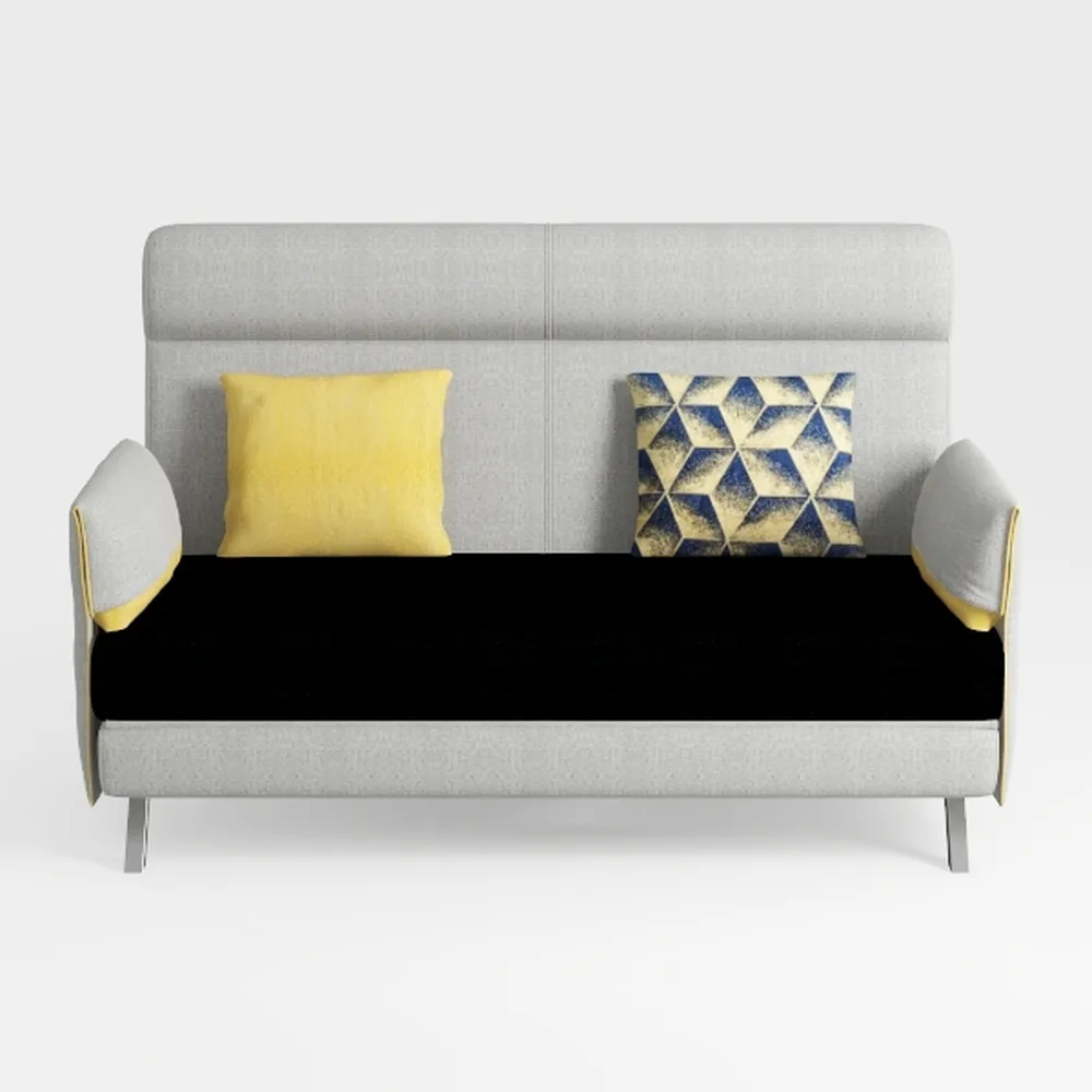 63" W Loveseat Sofa,White Boucle Couch with LED Li