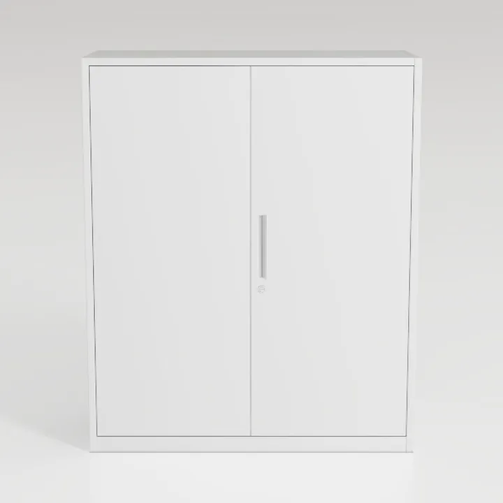 Minimalist White Metal Double Door Storage Cabinet 3D Model