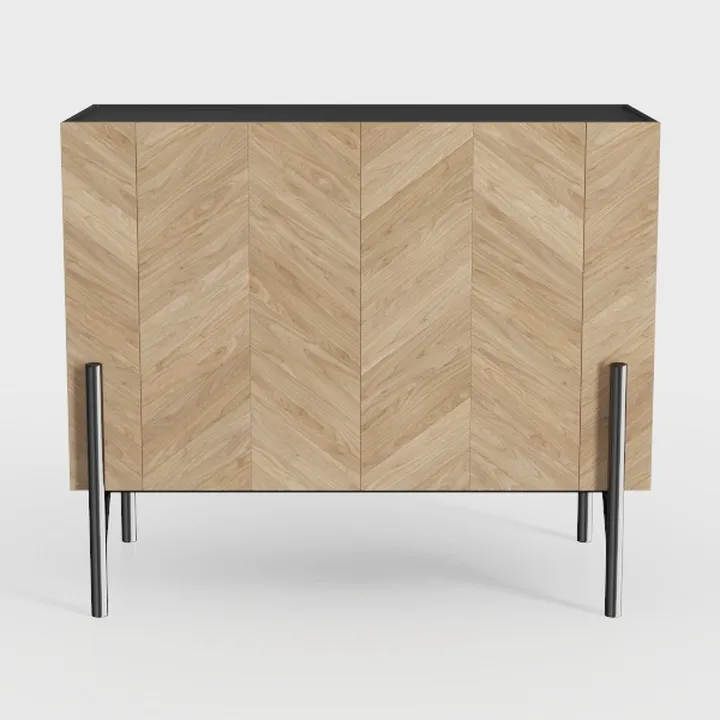 Modern Minimalist Solid Wood Chevron Pattern Sideboard Cabinet 3D Model