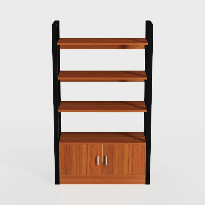 Modern Black Metal Wood Open Shelf Cabinet Bookshelf 3D Model
