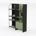 Modern Two Tone Solid Wood Open Shelf Bookshelf 3D Model Left 45 Degree View