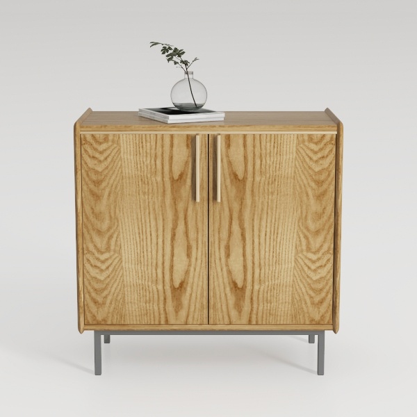 Rattan Storage Cabinet Set of 2 Accent Sideboard