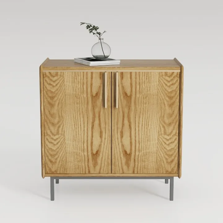 Rattan Storage Cabinet Set of 2 Accent Sideboard