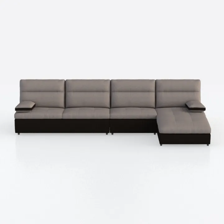 Minimalist Fabric L Shaped Sectional Sofa with Ottoman 3D Model