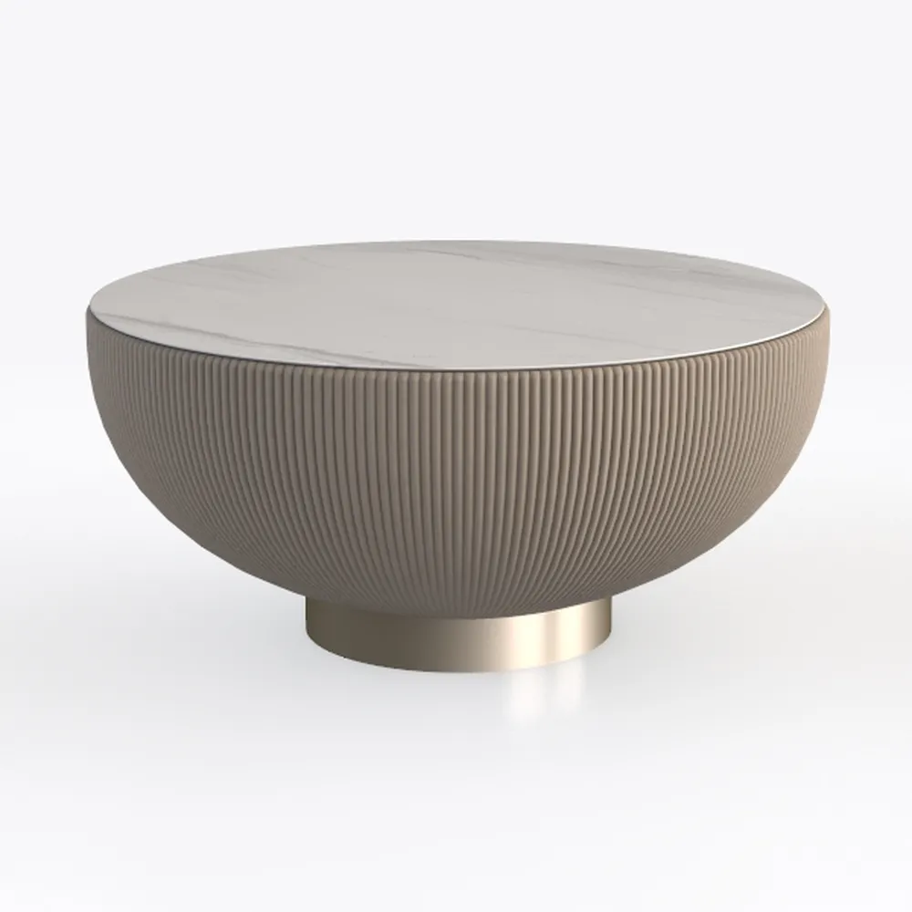 KEIKI 35.4" Round Retro Wood Coffee Table