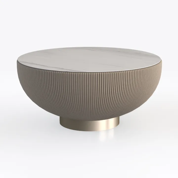 KEIKI 35.4" Round Retro Wood Coffee Table