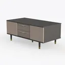 Modern Fluted Solid Wood Two Tone Storage Console Table 3D Model Left 45 Degree View