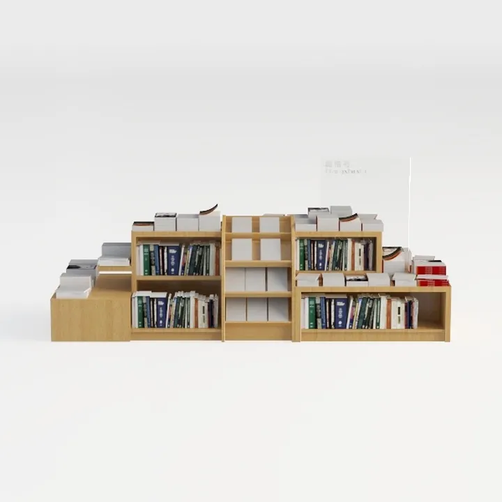 Minimalist Solid Wood Modular Bookshelf 3D Model