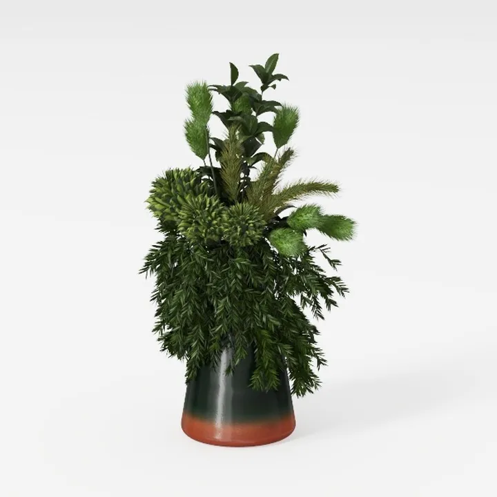 Minimalist Ceramic Potted Greenery Decor 3D Model