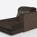 Modern Dark Brown Fabric Right Arm Chaise Lounge 3D Model Left 45 Degree View