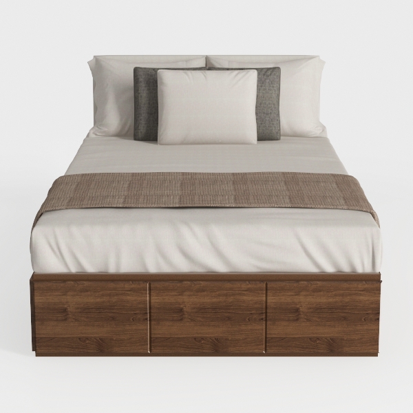 BOWERY HILL Queen Dark Gray Upholstered Brown Plat