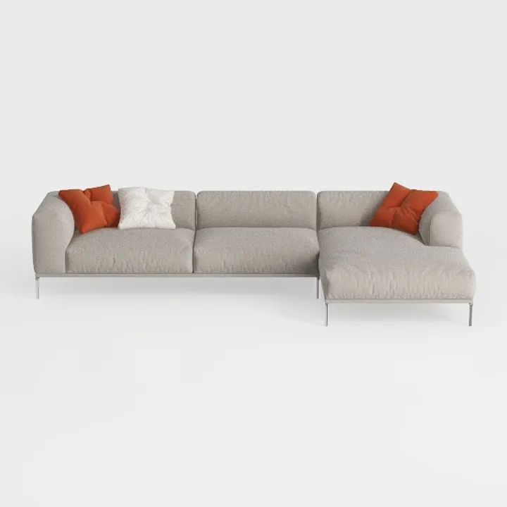 106.3 in Wide Square Arm Fabric L-Shaped Modern Up