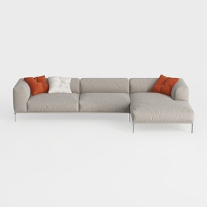 106.3 in Wide Square Arm Fabric L-Shaped Modern Up