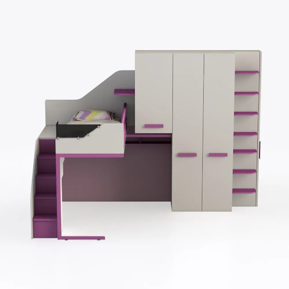 Acme Freya Solid Wood Storage Loft Bed with Booksh