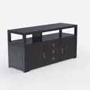 Traditional Solid Wood Sideboard Cabinet with Brass Hardware 3D Model Right 45 Degree View