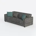 Minimalist Fabric Dark Gray Loveseat Sofa with Throw Pillows 3D Model Left 45 Degree View