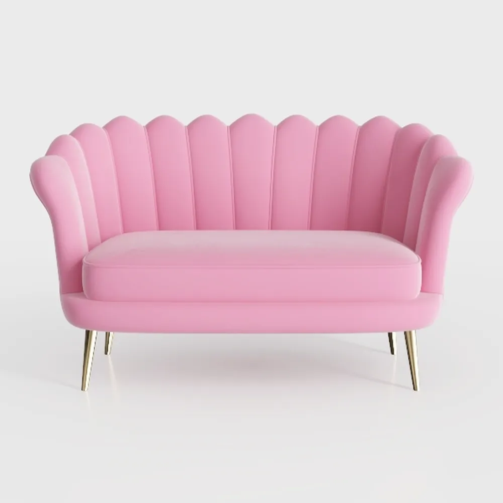 Velvet Flared Arm Loveseat Contemporary Channel Tu