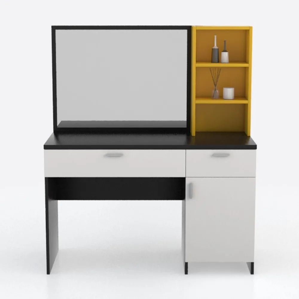 FMD Moebel Brio A3 Scrivania, 123x50x76,5 H cm, Bianco, Nero, Nobilitato