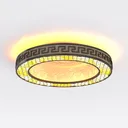 Vintage Greek Key Pattern Metal Glass Ceiling Lamp 3D Model Right 45 Degree View